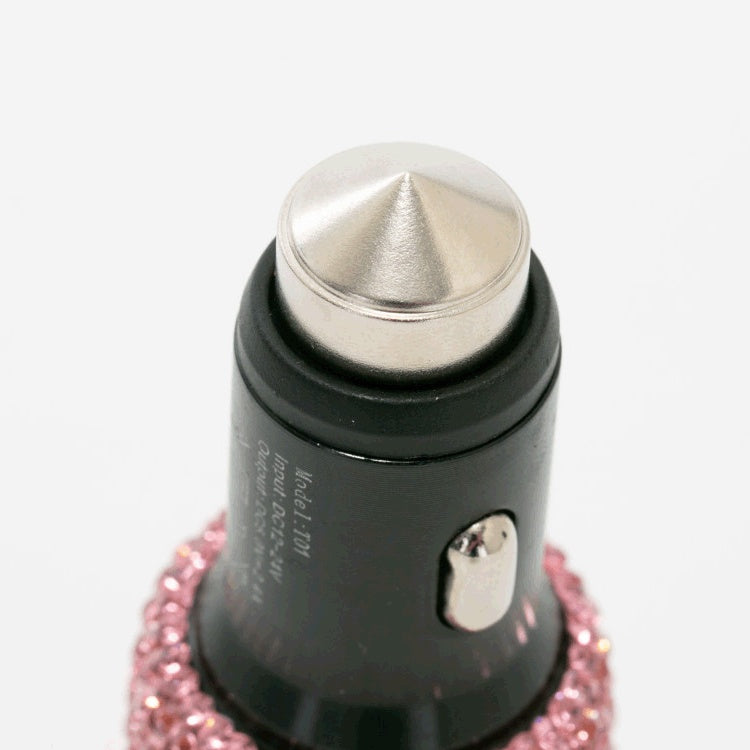 2.4A Dual Port Car Charger With Diamonds - Travel Car Charging Head