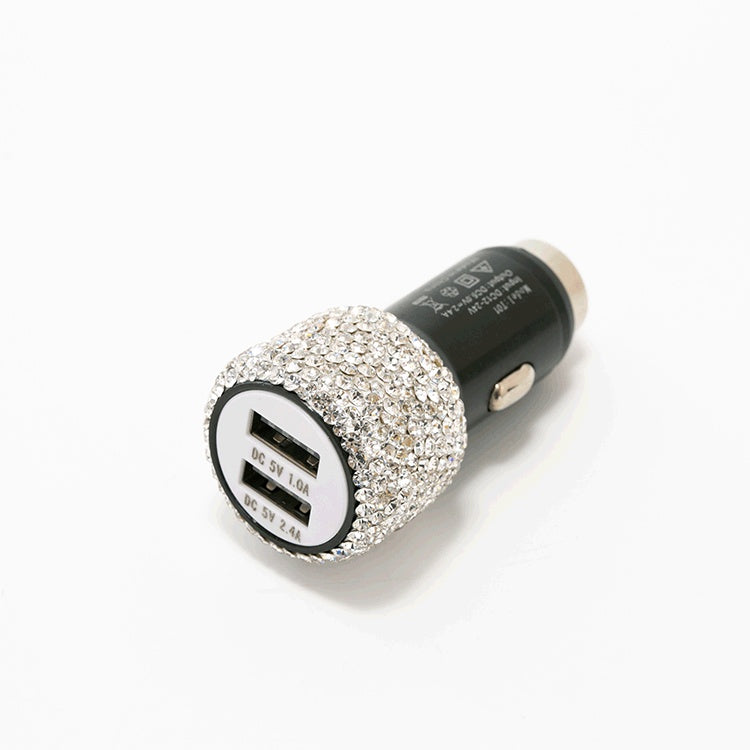 2.4A Dual Port Car Charger With Diamonds - Travel Car Charging Head