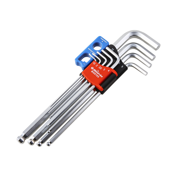 BikeService Key Set Extra Long Hex 9 Piece - 1.5, 2, 2.5, 3, 4, 5, 6, 8, 10mm - BS9103