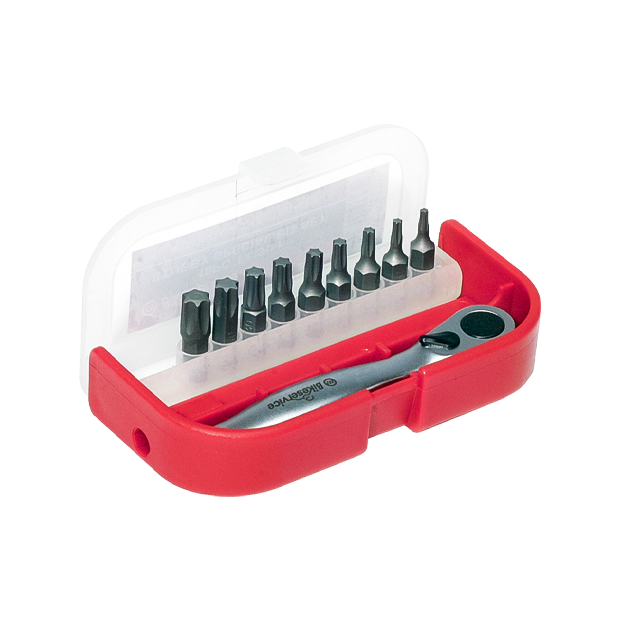 BikeService Torx Bit Set 10 Piece - T8, T10, T15, T20, T25, T27, T30, T40, T45 - BS9729