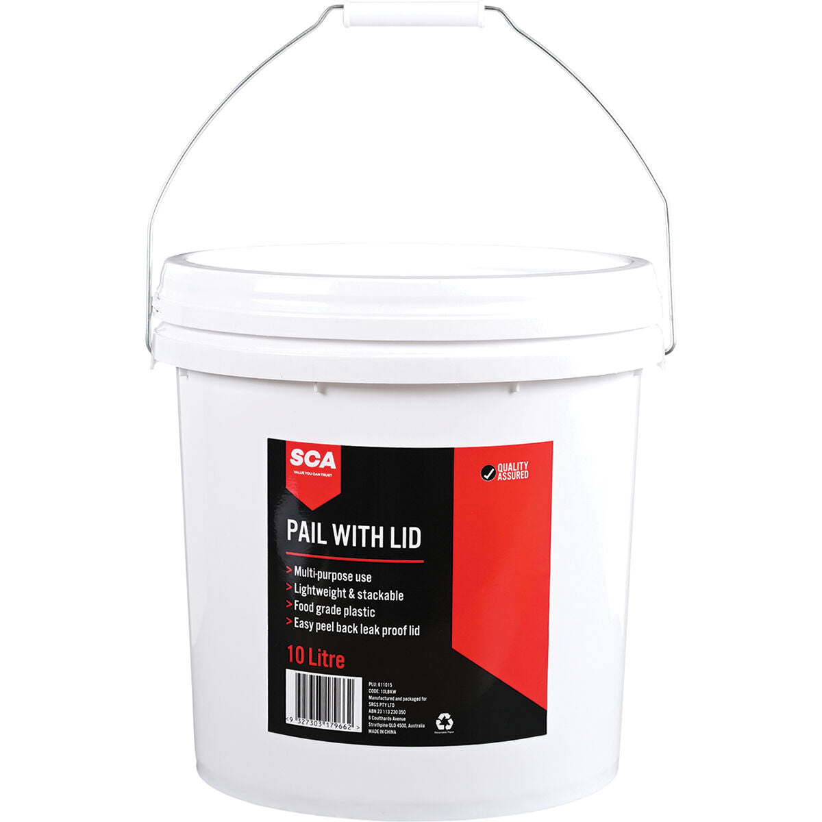 SCA Plastic Pail with Lid 10L