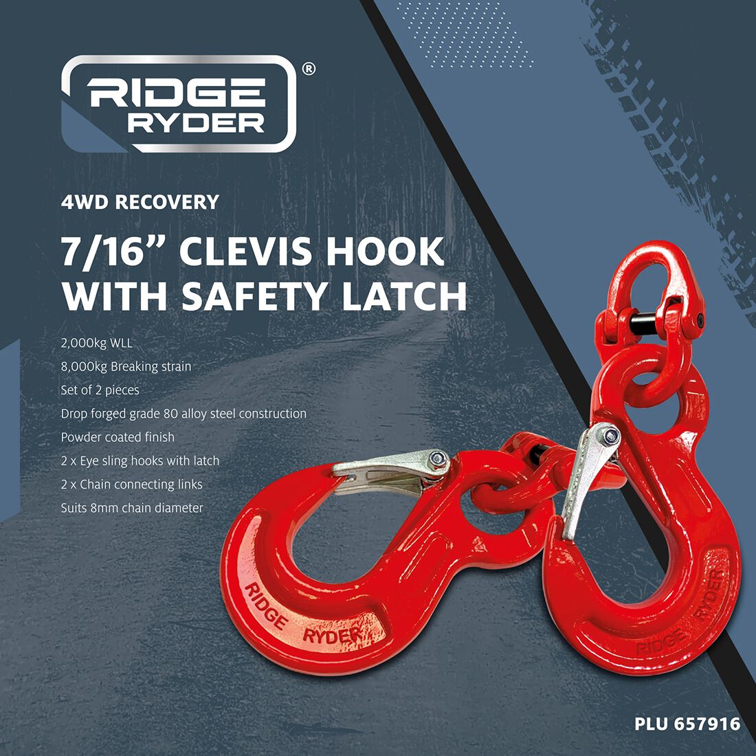 Ridge Ryder Clevis Hook 8mm 8T 2 Pack