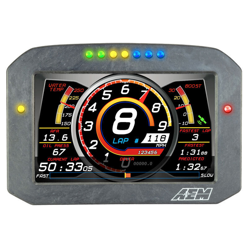 AEM CD-7FL Carbon Flat Panel Digital Racing Dash Display, Logging, Internal GPS Enabled