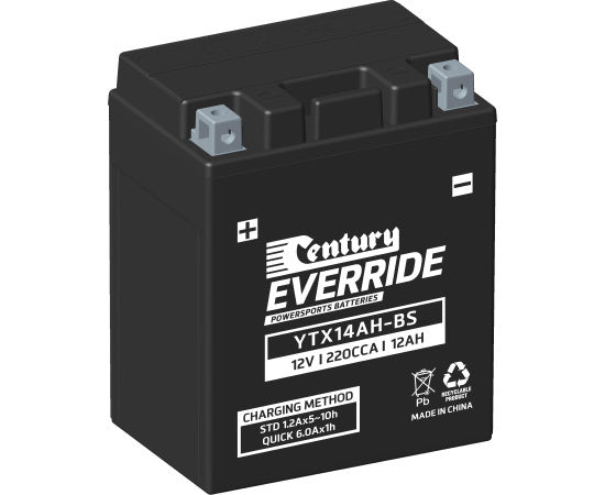 Century Powersports Battery YTX14AH-BS 12V