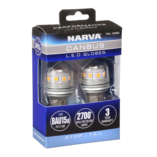 Narva 12V BAY15D LED GLOBES W CANBUS Pair - 18266BL