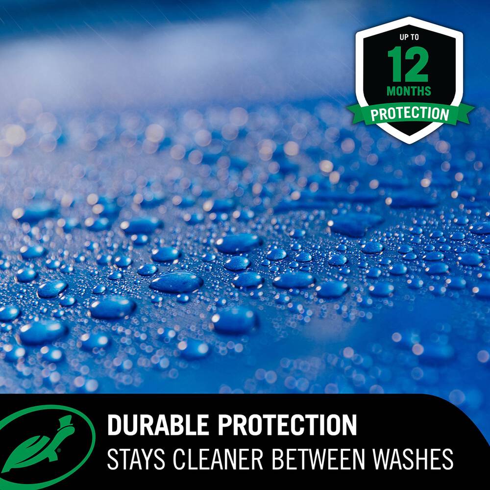 Example of how water beads on the paint of a vehicle after applying this product