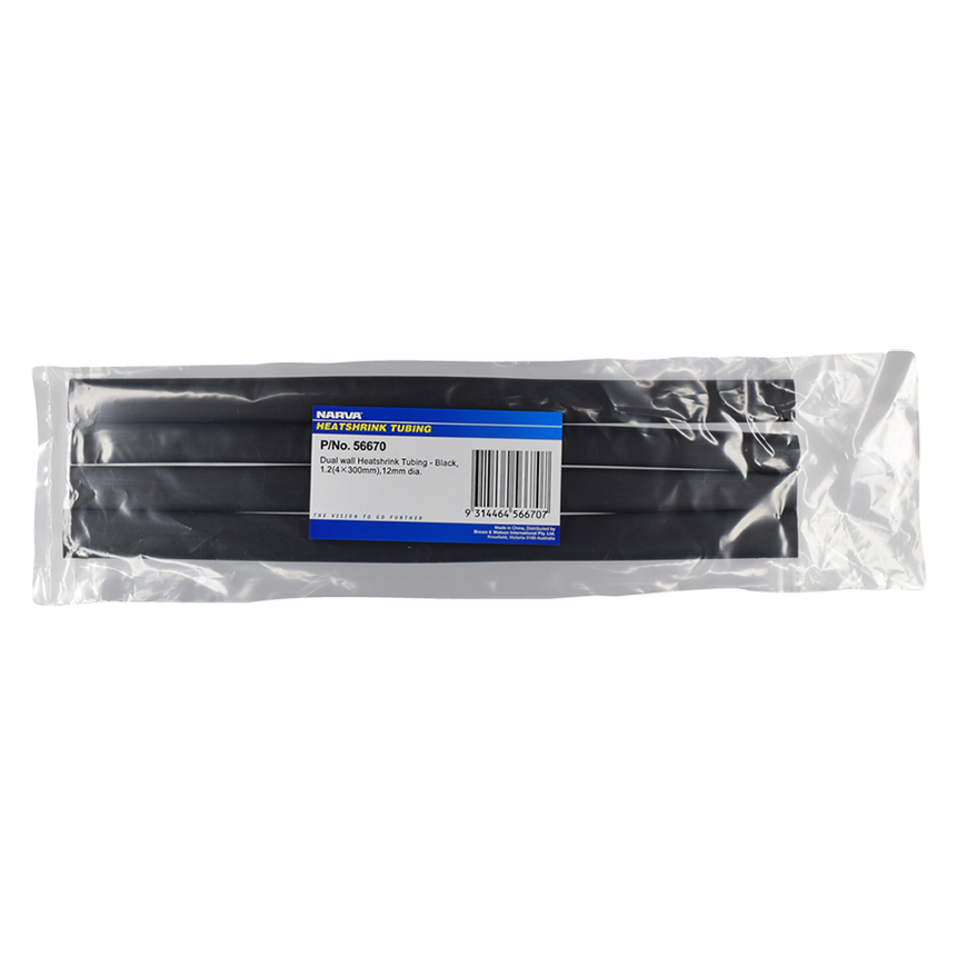 Narva 12mm Black Dual Wall Heatshrink - 56670