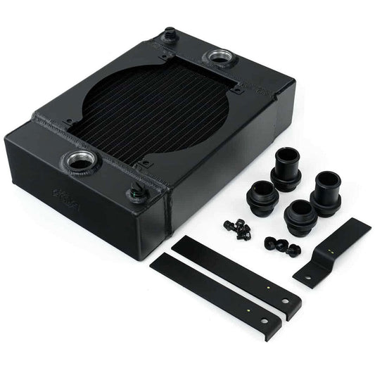 CSF Racing 2-Row 3.5" King Cooler Drag Radiator w/9" Spal Fan Black - Universal