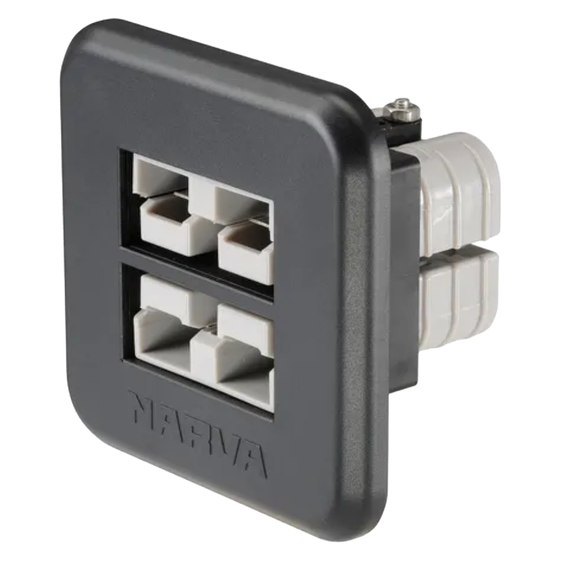 Narva Heavy-Duty Flush Mount Dual 50A Connectors - Grey (1 Pack) - 81112BL