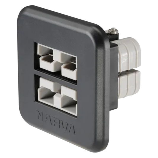 Narva Heavy-Duty Flush Mount Dual 50A Connectors - Grey (1 Pack) - 81112BL