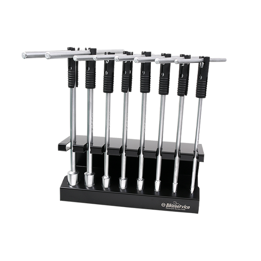 BikeService T Handle Socket Set With 300mm Handle 8 Piece - 6, 8, 10, 12, 13, 14, 17, 19mm - BS1710A