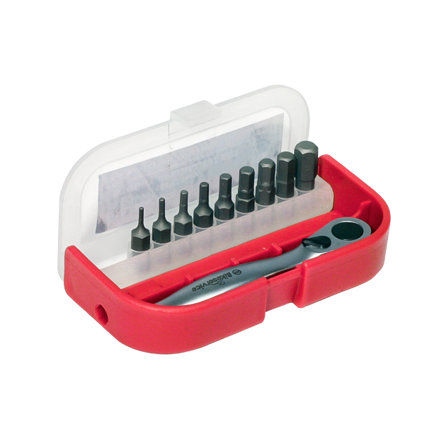 BikeService Hex Bit Set 10 Piece - 1.5, 2, 2.5, 3, 3.5, 4, 5, 5.5, 6, 8mm - BS6006
