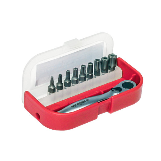 BikeService 5 Point Bit Set 10 Piece - T10,T15, T20, T25, T27, T30, T40, T45, T50 - BS6007