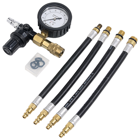 BikeService Cylinder Leakdown Test Kit - 70 - 160 PSI, M10x1.0, M12x1.25, M14x1.25, M18x1.25 - BS8002