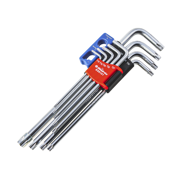 BikeService Key Set Extra Long Torx 9 Piece - T10, T15, T20, T25, T27, T30, T40, T45, T50 - BS9101