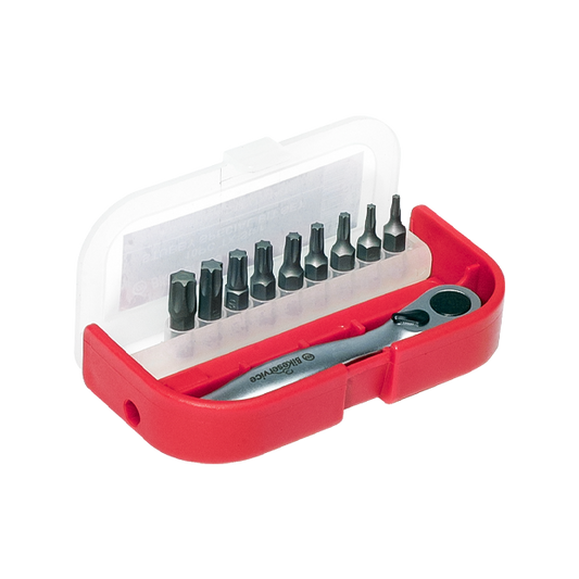 BikeService Torx Bit Set 10 Piece - T8, T10, T15, T20, T25, T27, T30, T40, T45 - BS9729