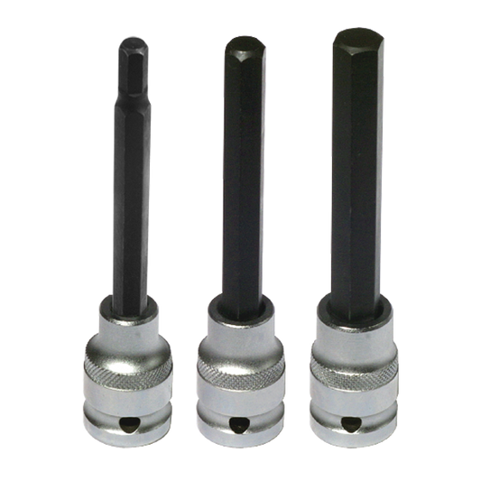 BikeService Front Fork Hex Bit Socket Set 3 Piece - 8, 10, 12mm - BS9730