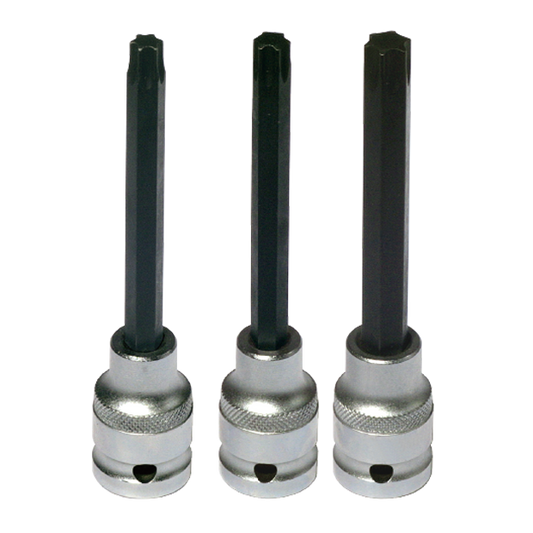 BikeService Front Fork Torx Bit Socket Set 3 Piece - T45, T50, T55 - BS9731