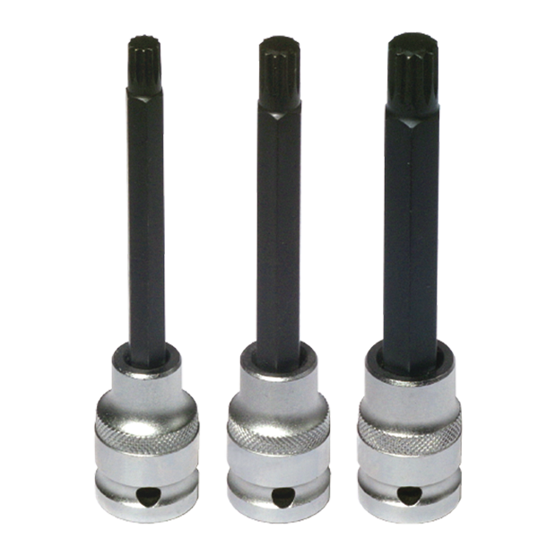 BikeService Front Fork Spline Bit Socket Set 3 Piece - 8, 10, 12mm - BS9732