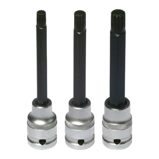 BikeService Front Fork Spline Bit Socket Set 3 Piece - 8, 10, 12mm - BS9732