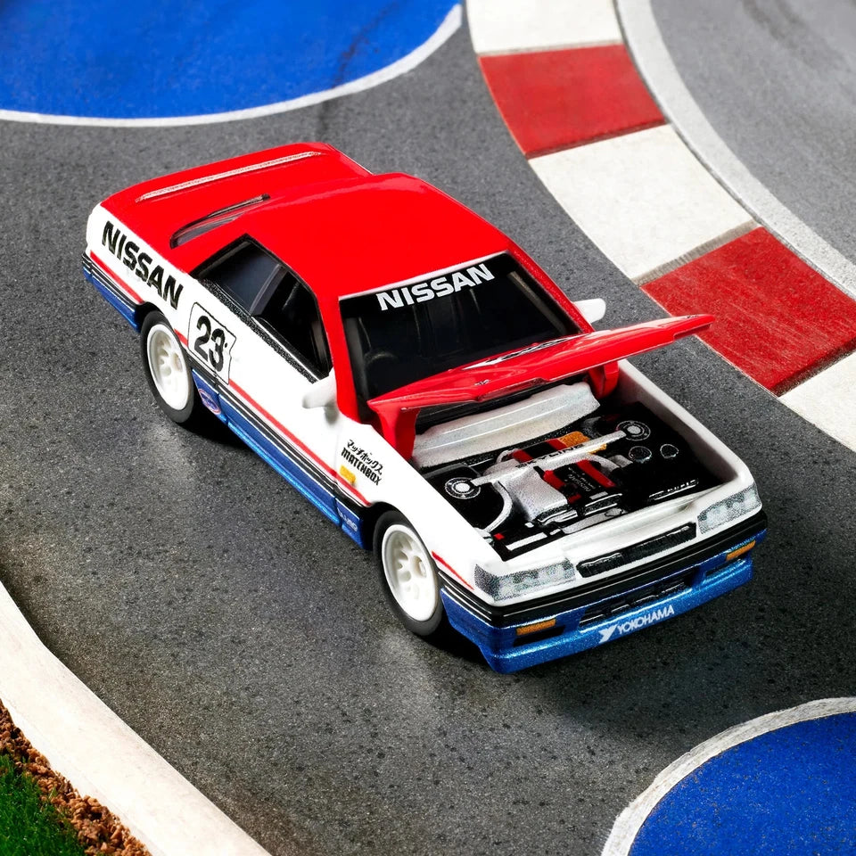 Model car on a track with visible branding