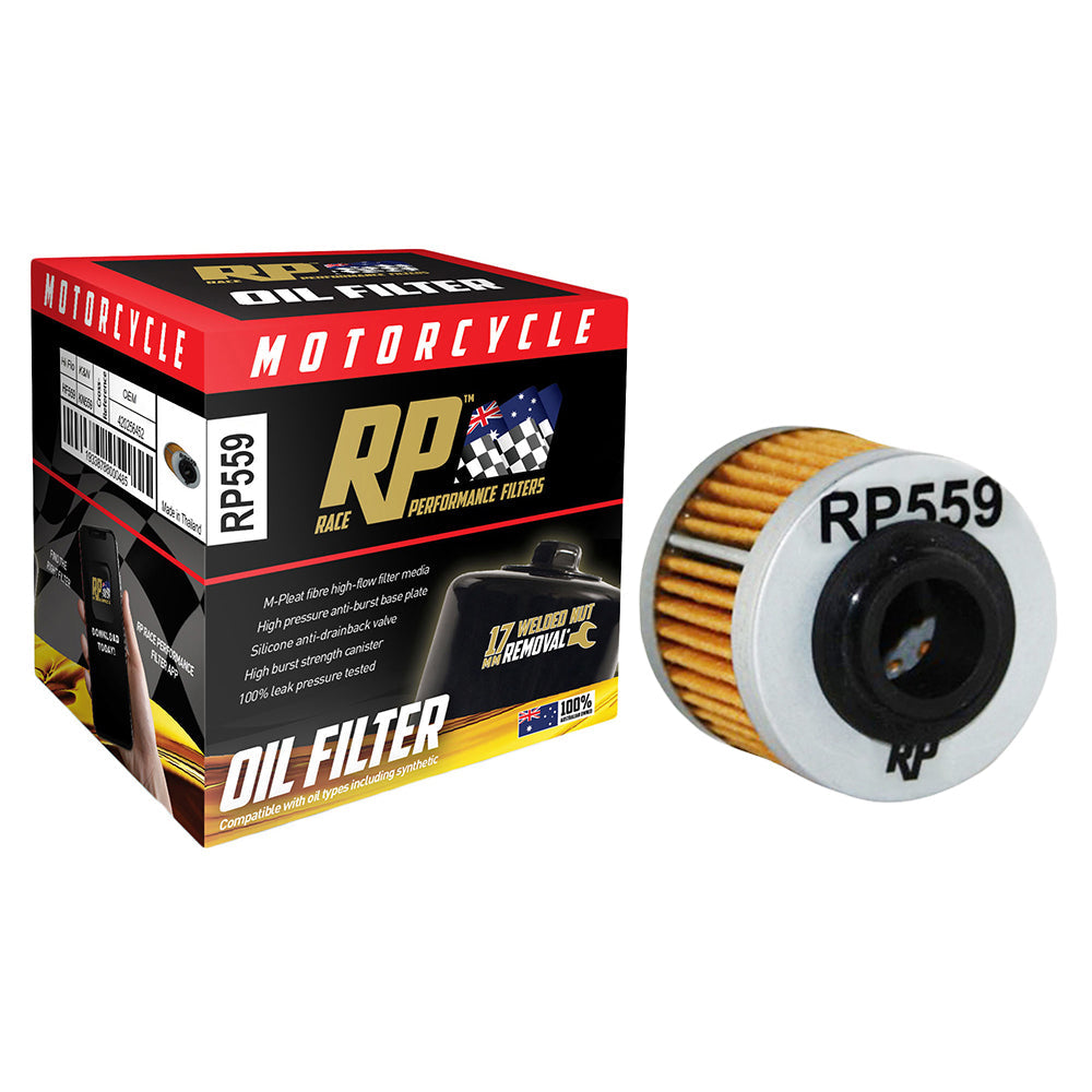 Race Performance Motorcycle Oil Filter - RP559