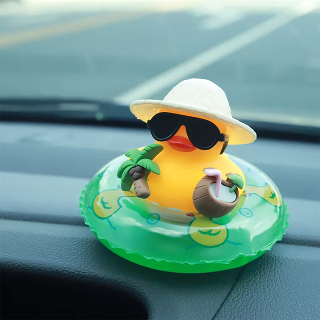 Tropical Beach Rubber Duck Car Dashboard Ornament