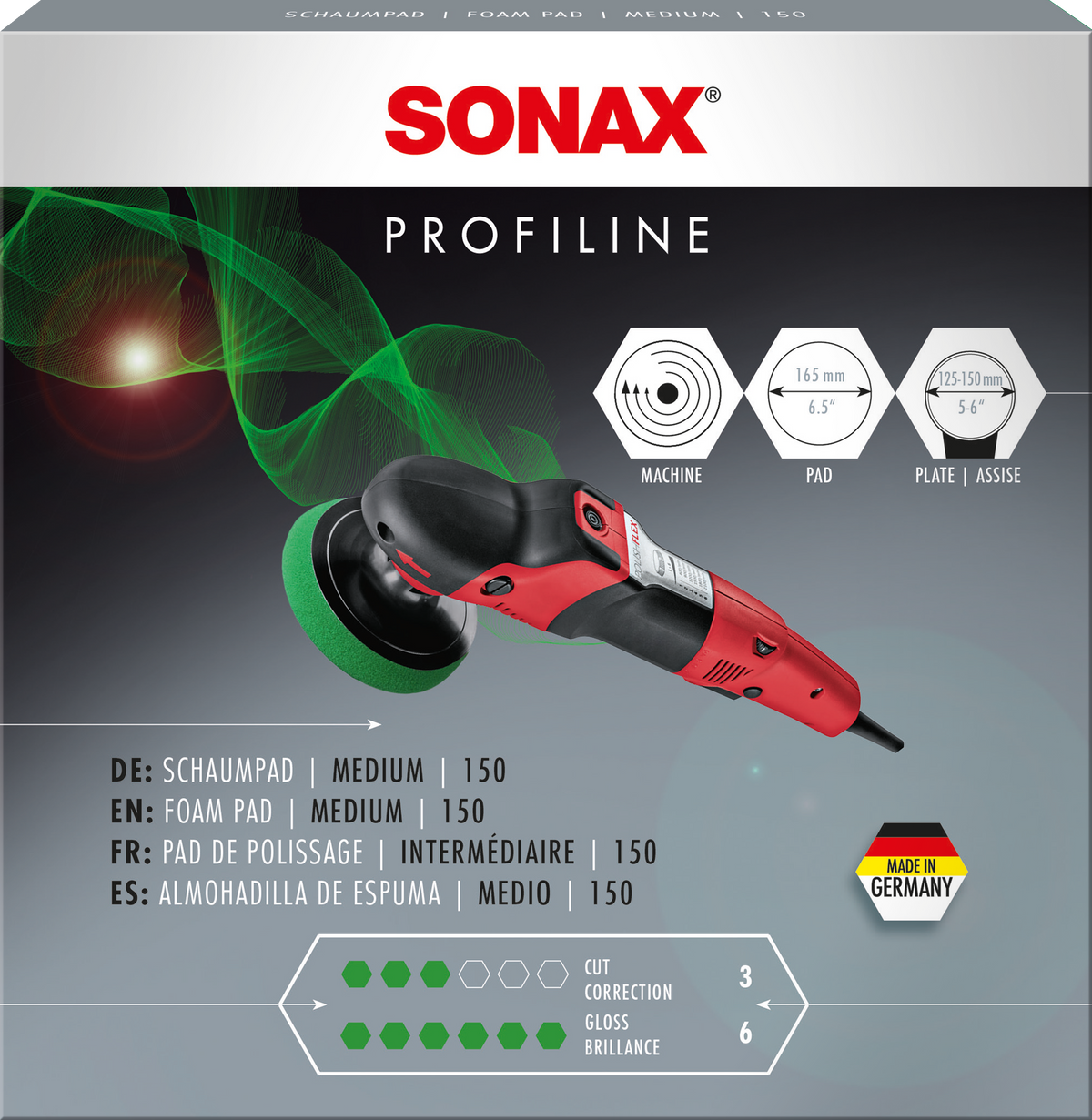 SONAX Foam Pad Medium Green 160mm