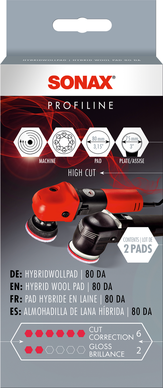 SONAX DA Hybrid Wool Pads x2 80mm