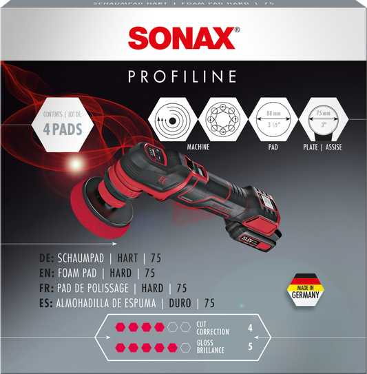 SONAX Foam Pad Hard Red x4 85mm